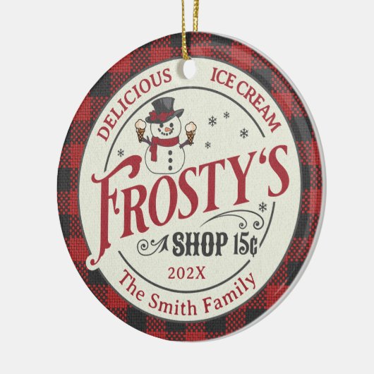 Gepersonaliseerde Frosty's Ice Cream Keramisch Ornament (Links)