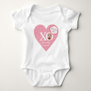 Gepersonaliseerde fun baby keepsakes roze hart romper