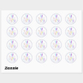Gepersonaliseerde Fun Bunny Ears Happy Easter Blue Ronde Sticker (Vel)