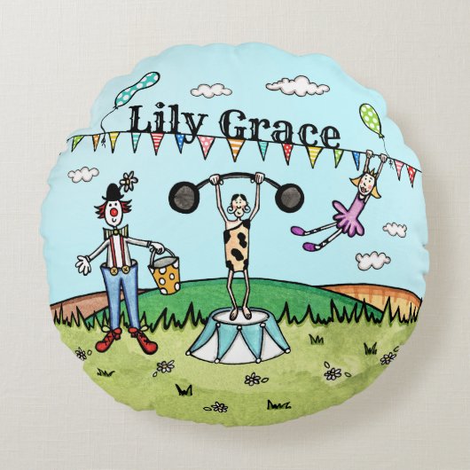 Gepersonaliseerde Fun Circus ThMED Rond Kussen (Voorkant)