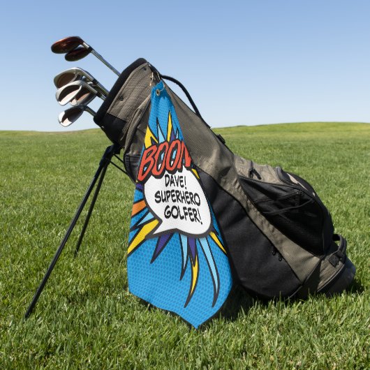 Gepersonaliseerde Fun Comic Book BOOM Golfhanddoek (Groen)