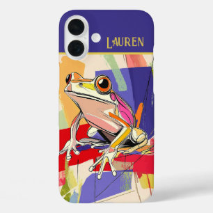 Gepersonaliseerde Fun Frog Art iPhone 16 Plus Hoesje