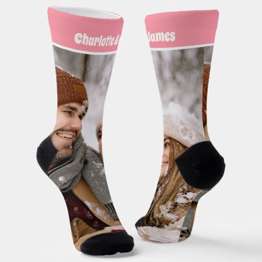 Gepersonaliseerde Fun Novelty Foto en Tekst Sjablo Sokken (Gebogen)