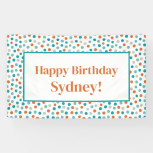 Gepersonaliseerde Fun Polka Dots Confetti Verjaard Spandoek