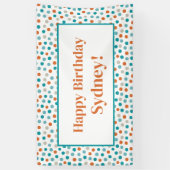 Gepersonaliseerde Fun Polka Dots Confetti Verjaard Spandoek (Verticaal)