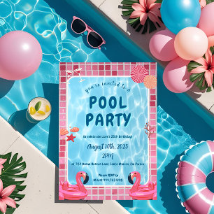 Gepersonaliseerde Fun Pool Party Verjaardag Uitnod Kaart