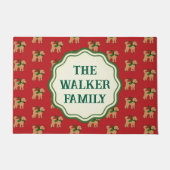 Gepersonaliseerde Fun Tan Doodle Dog Red Deurmat (Voorkant)