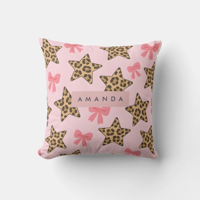 Gepersonaliseerde Fun Tiger Print Star Pattern Kussen (Voorkant)