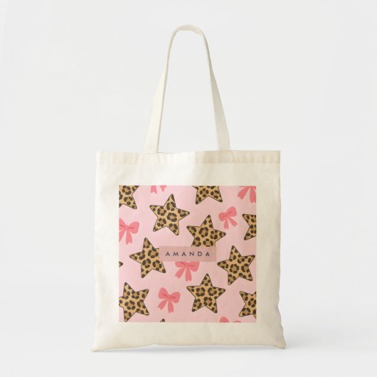 Gepersonaliseerde Fun Tiger Print Star Pattern Tote Bag (Voorkant)