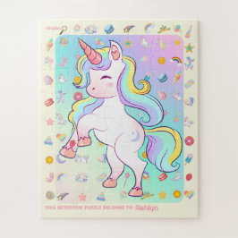 Gepersonaliseerde Fun Unicorn Detective Object Hun Legpuzzel