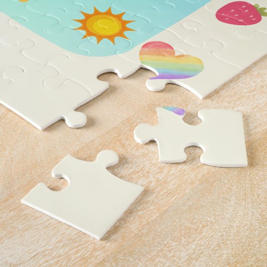 Gepersonaliseerde Fun Unicorn Detective Object Hun Legpuzzel (Zijkant)