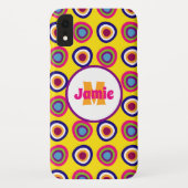 Gepersonaliseerde Funky Circles Pattern on Yellow Case-Mate iPhone Case (Achterkant)