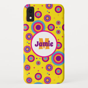 Gepersonaliseerde Funky Circles Pattern on Yellow Case-Mate iPhone Case