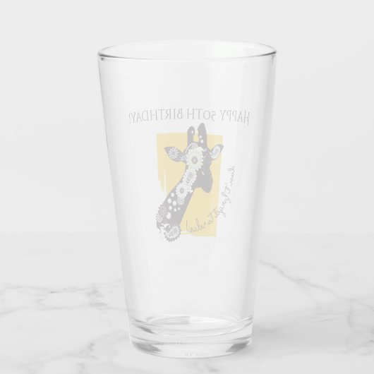 Gepersonaliseerde Funky Cool Giraffe Funny Verjaar Glas (Achterkant)