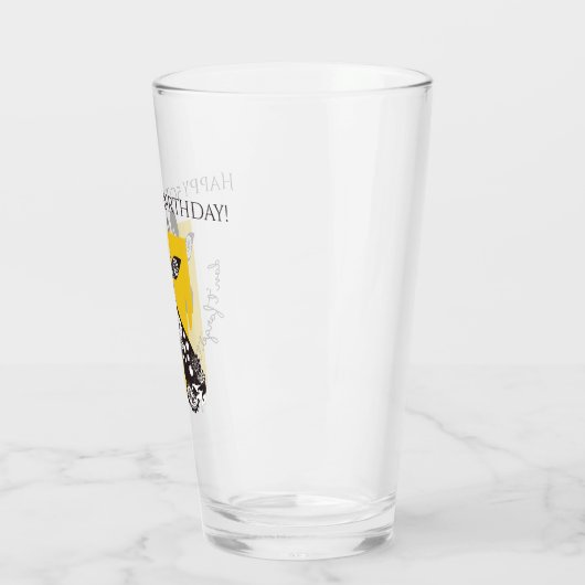 Gepersonaliseerde Funky Cool Giraffe Funny Verjaar Glas (Links)