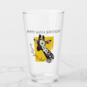 Gepersonaliseerde Funky Cool Giraffe Funny Verjaar Glas (Voorkant)