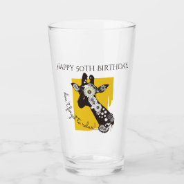 Gepersonaliseerde Funky Cool Giraffe Funny Verjaar Glas