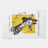 Gepersonaliseerde Funky Cool Giraffe Funny Verjaar Theedoek (Horizontaal)