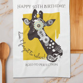 Gepersonaliseerde Funky Cool Giraffe Funny Verjaar Theedoek