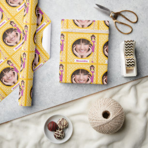 Gepersonaliseerde Funky Diva Meisjes Foto Wrapping Cadeaupapier