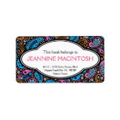 Gepersonaliseerde Funky Paisley Patterned Bookplat Etiket (Voorkant)