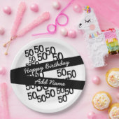 Gepersonaliseerde Funky Zwart Wit 50ste verjaardag Papieren Bordje (Feest)