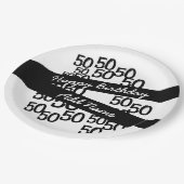 Gepersonaliseerde Funky Zwart Wit 50ste verjaardag Papieren Bordje (Gekanteld)