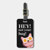 Gepersonaliseerde Funny Black Cat Bagagelabel (Voorkant verticaal)