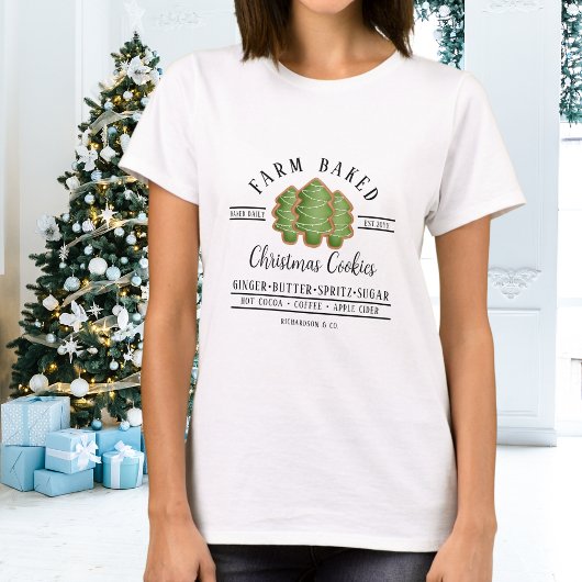 Gepersonaliseerde Funny Boerderij Gebakken Kerstko T-shirt