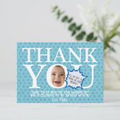 Gepersonaliseerde Funny boy's verjaardag | 4 foto Bedankkaart (Staand voorkant)