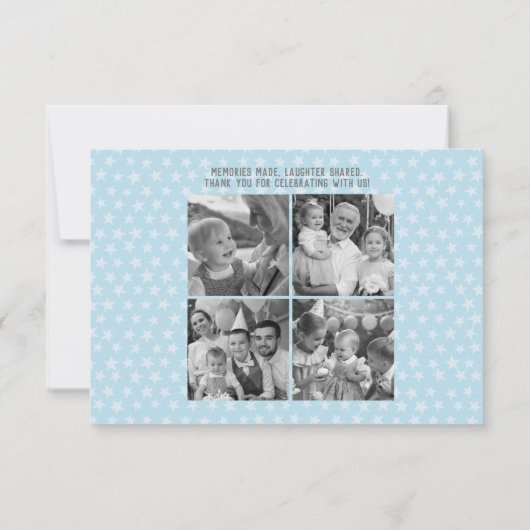 Gepersonaliseerde Funny boy's verjaardag | 4 foto Bedankkaart (Achterkant)