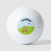 Gepersonaliseerde Funny Cartoon Cat Golf Joke Golfballen (Voorkant)