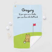 Gepersonaliseerde Funny Cartoon Cat Golf Joke Golfhanddoek (Insitu)