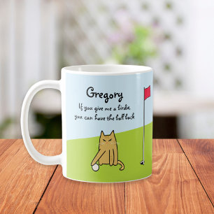 Gepersonaliseerde Funny Cartoon Cat Golf Joke Koffiemok