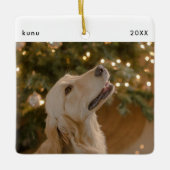 Gepersonaliseerde Funny Dog Afbeelding Christmas F Keramisch Ornament (Voorkant)