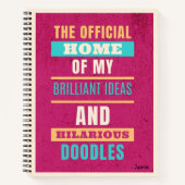 Gepersonaliseerde Funny Doodles Roze Script Typogr Notitieboek (Voorkant)