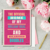 Gepersonaliseerde Funny Doodles Roze Script Typogr Notitieboek