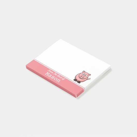 Gepersonaliseerde Funny Fat Pink Pig Post-it® Notes (Schuin)