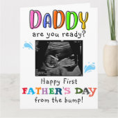 Gepersonaliseerde Funny First Fathers Day van Bump Kaart (Voorkant)