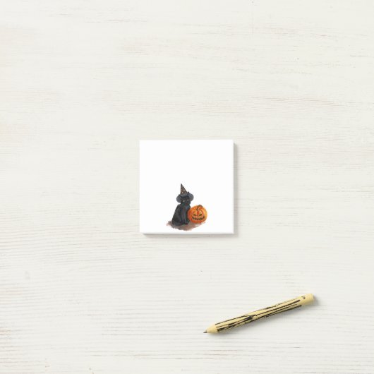 Gepersonaliseerde Funny Halloween Cat Pumpkin Cart Post-it® Notes (Op bureau)
