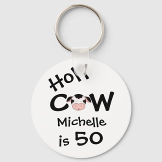 Gepersonaliseerde Funny Heilige Koe 50ste Sleutelh Sleutelhanger