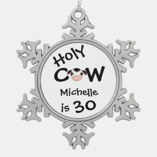 Gepersonaliseerde Funny Holy Koe 30e Humoristische Tin Sneeuwvlok Ornament