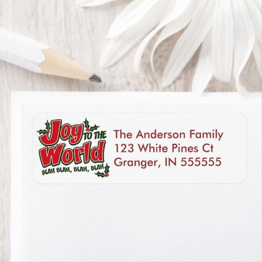 Gepersonaliseerde Funny Joy to the World Adresetik Etiket (Insitu)