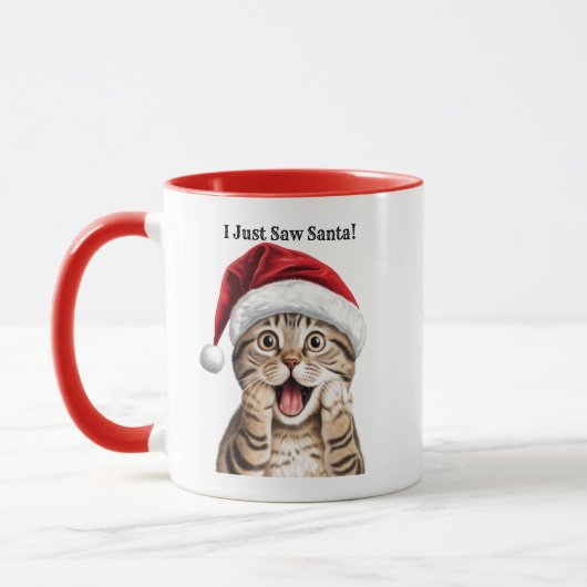 Gepersonaliseerde Funny Kitty Cat Christmas Mok (Links)