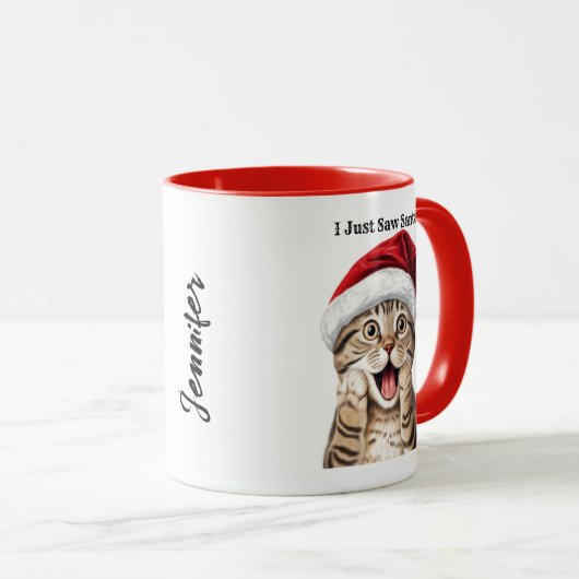 Gepersonaliseerde Funny Kitty Cat Christmas Mok (Voorkant rechts)