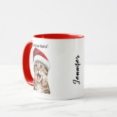 Gepersonaliseerde Funny Kitty Cat Christmas Mok (Voorkant links)