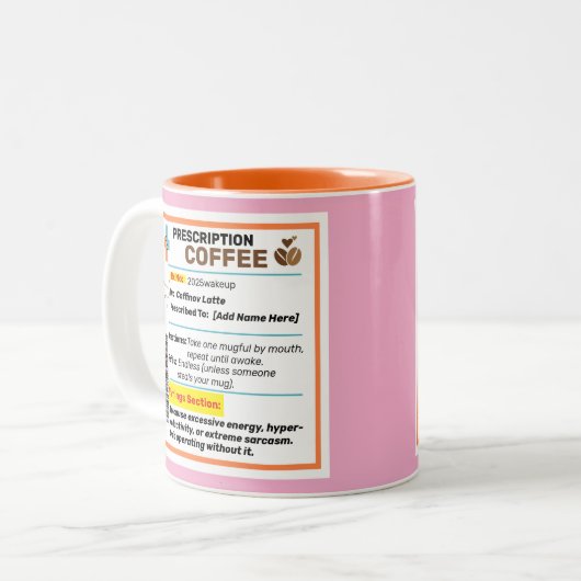 Gepersonaliseerde Funny Prescription Coffee Mok (Voorkant links)