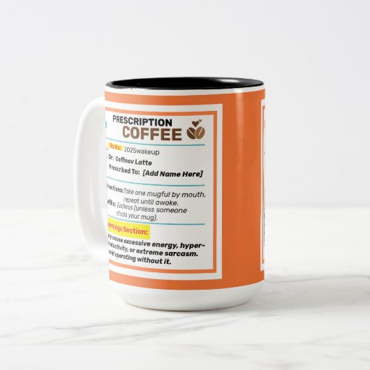 Gepersonaliseerde Funny Prescription Coffee Mok (Voorkant links)