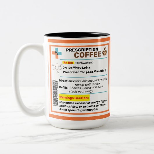 Gepersonaliseerde Funny Prescription Coffee Mok (Links)