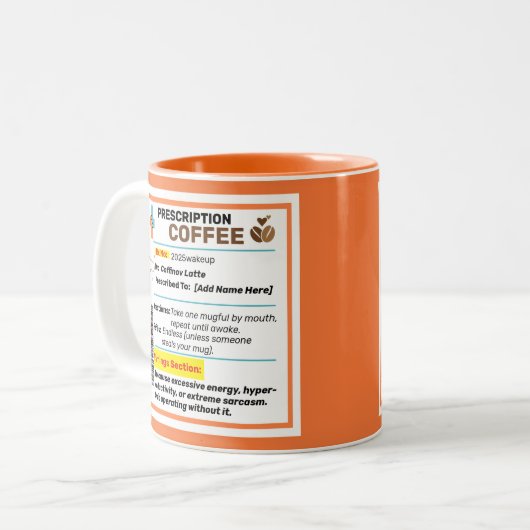 Gepersonaliseerde Funny Prescription Coffee Mok (Voorkant links)